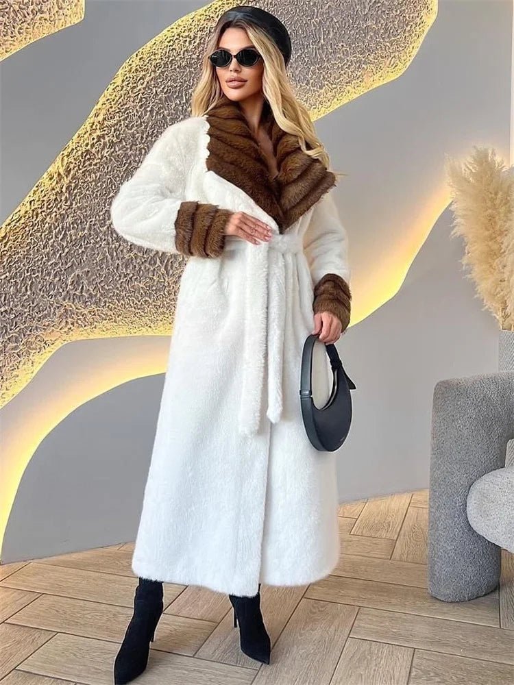 Lace up faux fur lace up belted overcoat. - GoSobiShop Boutique