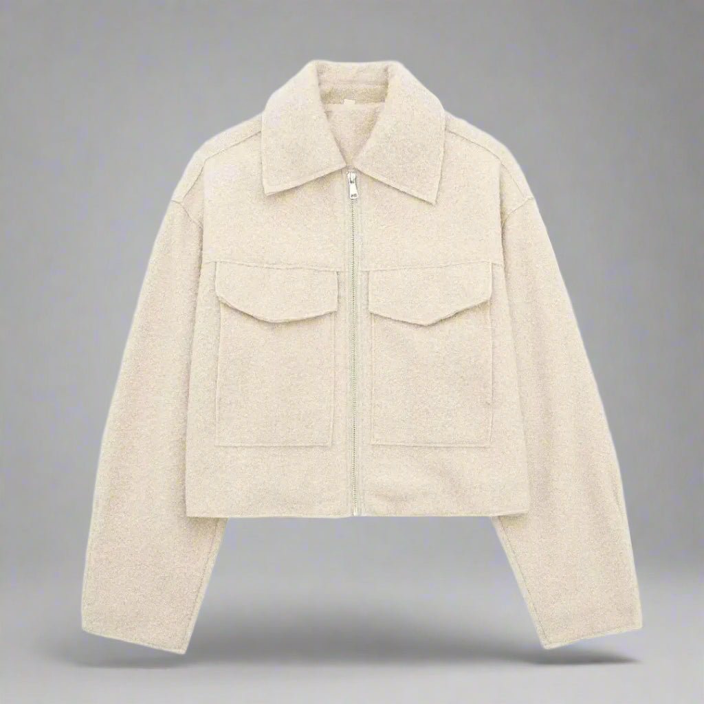 Lapel wool zipper pocket jacket fall coat - GoSobiShop Boutique