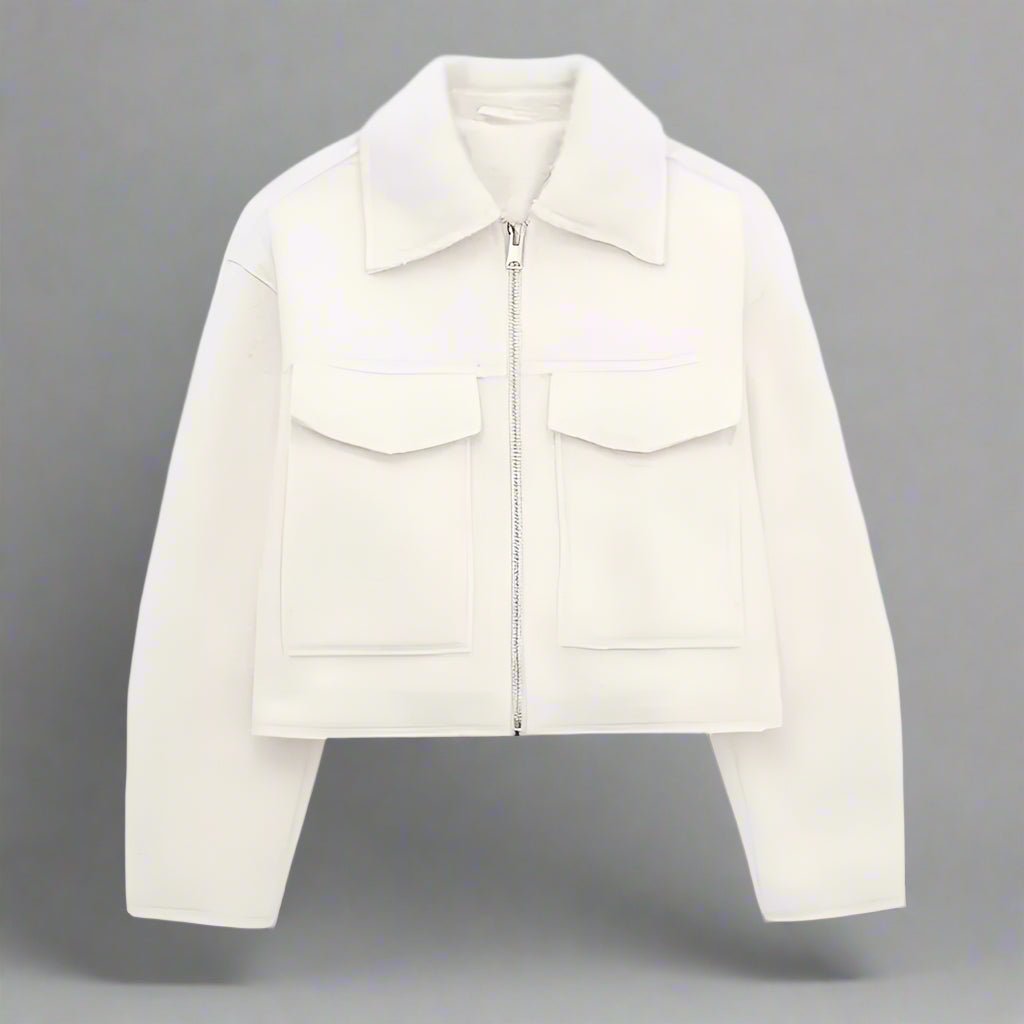 Lapel wool zipper pocket jacket fall coat - GoSobiShop Boutique