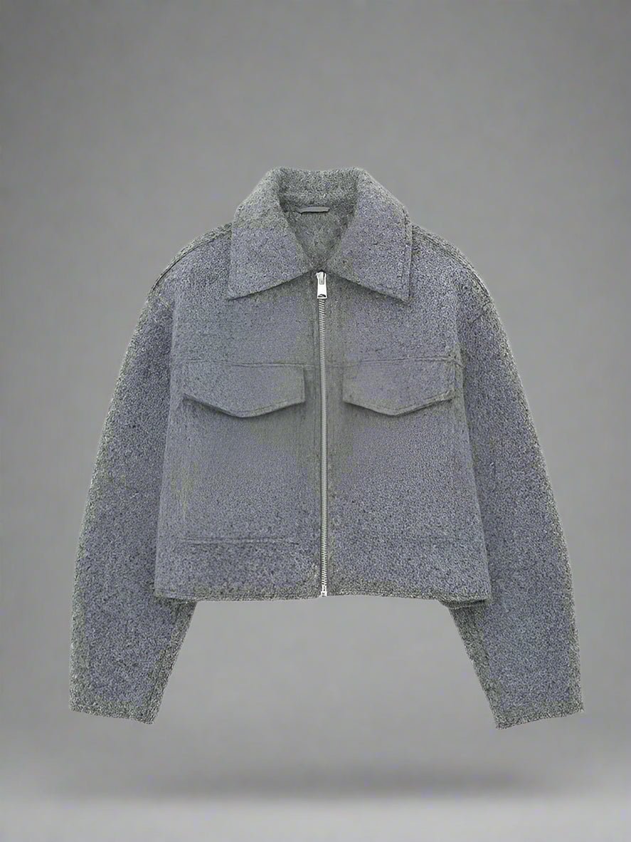 Lapel wool zipper pocket jacket fall coat - GoSobiShop Boutique