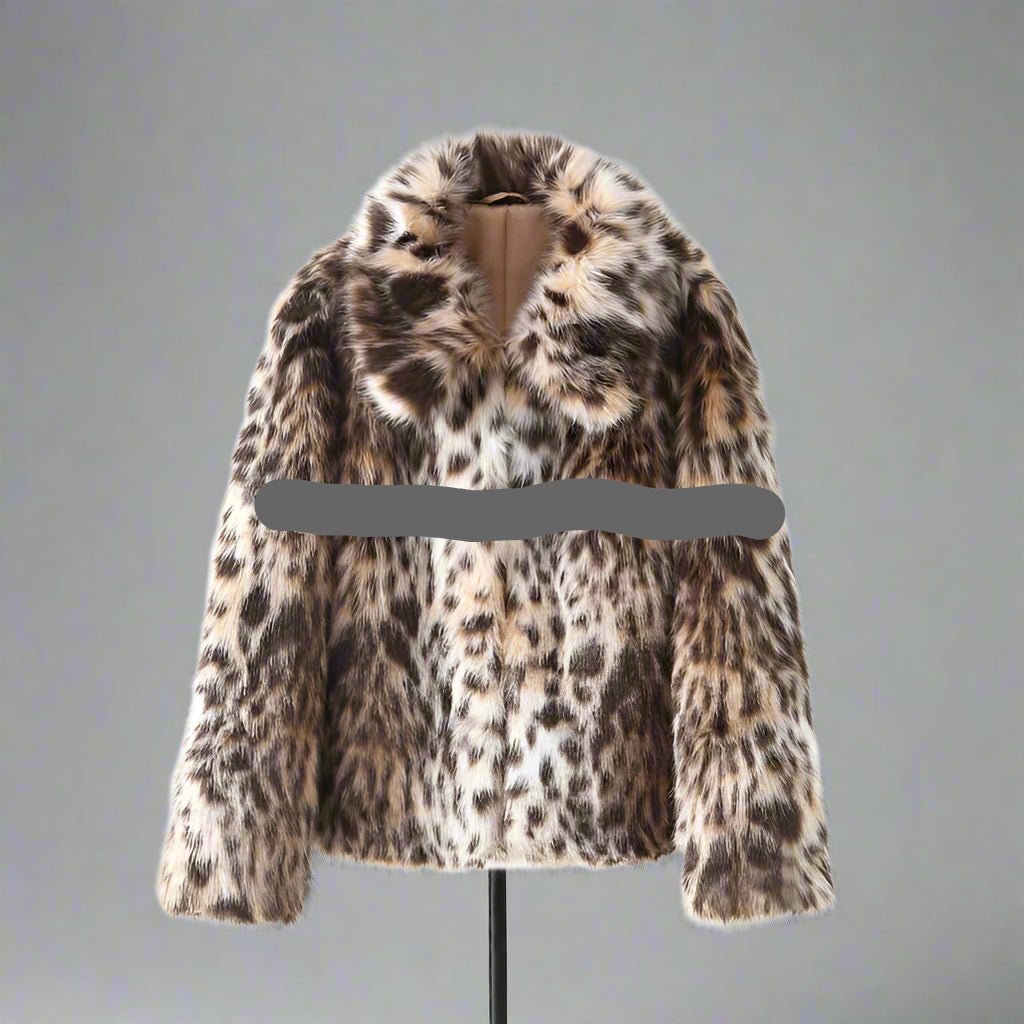Leopard pattern faux fur coat fall coat - GoSobiShop Boutique