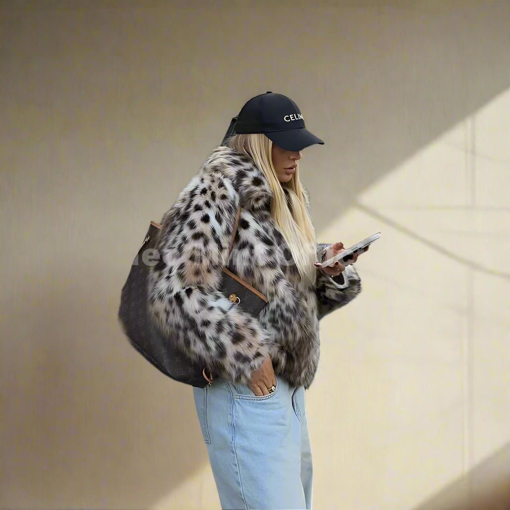 Leopard pattern faux fur coat fall coat - GoSobiShop Boutique