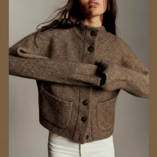 Lissa blend knit buttoned cardigan jacket - GoSobiShop Boutique