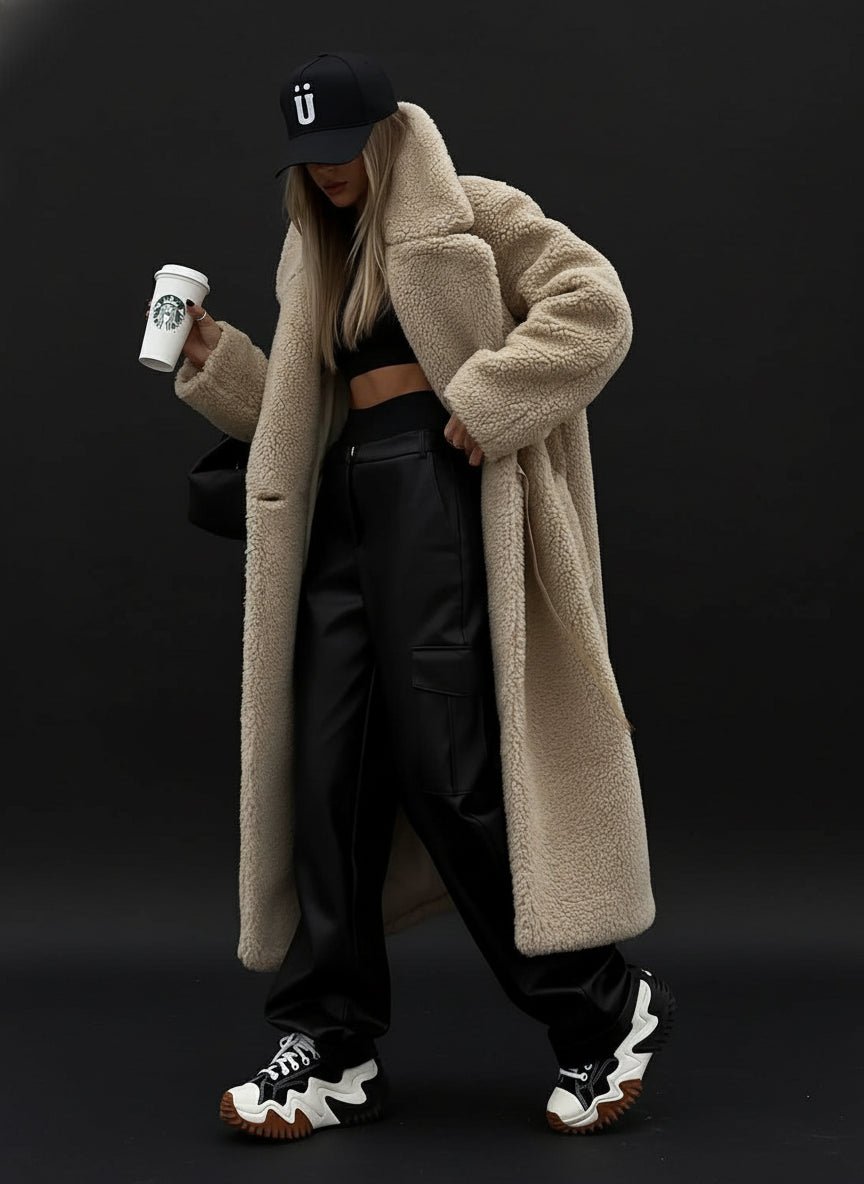 Long fleece teddy coat trench coat winter coat. - GoSobiShop Boutique