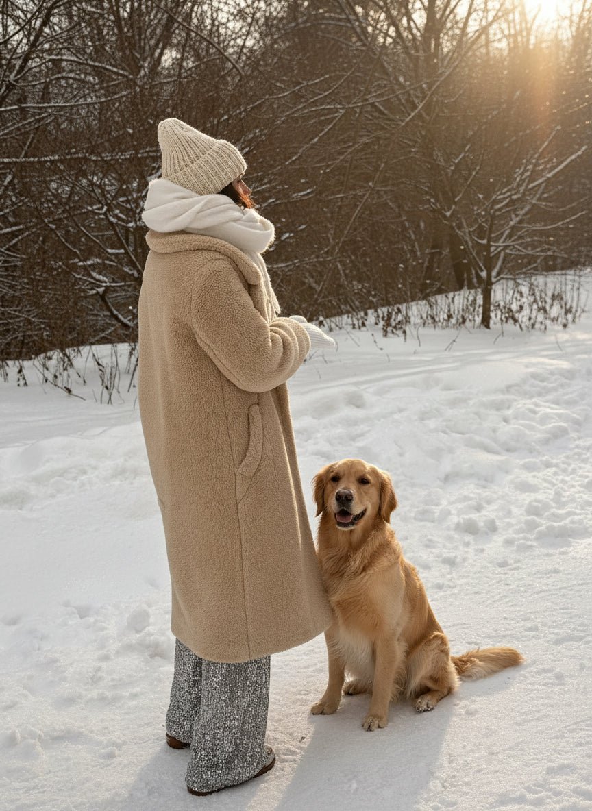 Long fleece teddy coat trench coat winter coat. - GoSobiShop Boutique