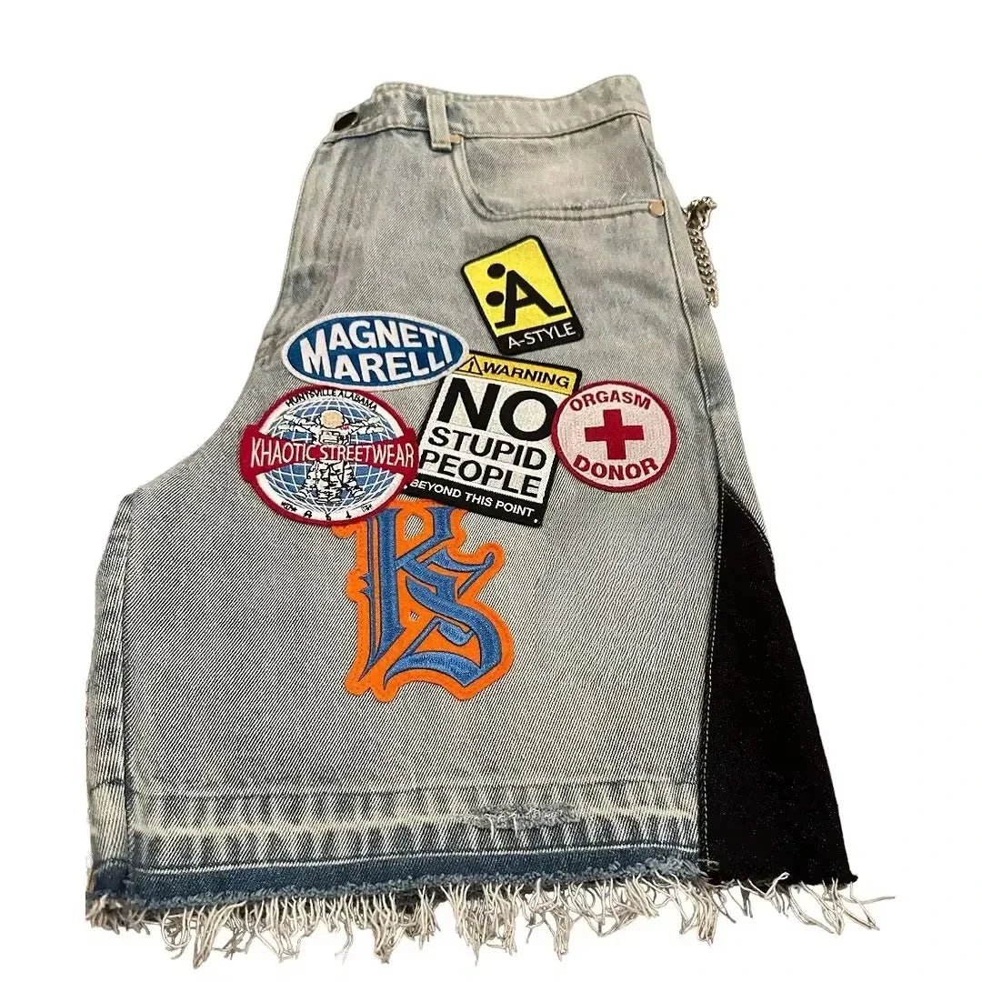 Low Rise patchwork denim shorts. - GoSobiShop Boutique