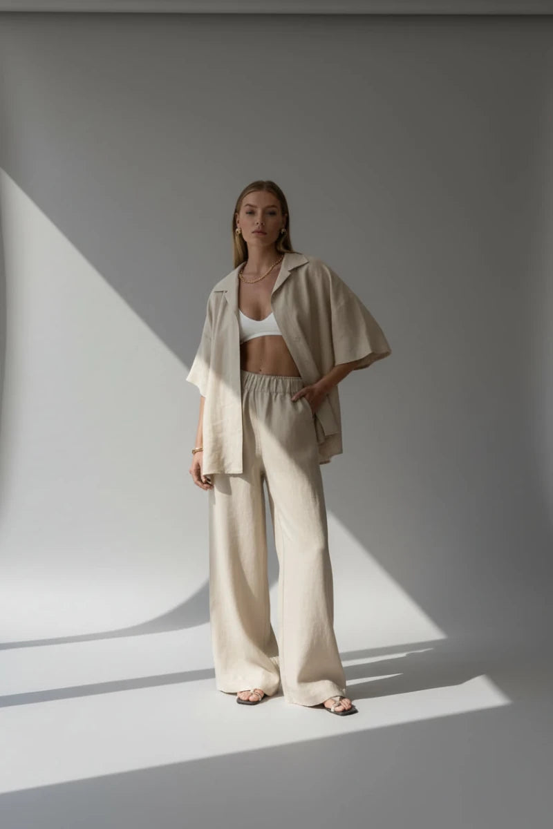 Luna 100% Cotton Relaxed Two-Piece Set - GoSobiShop Boutique