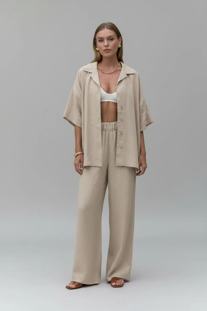 Luna 100% Cotton Relaxed Two-Piece Set - GoSobiShop Boutique