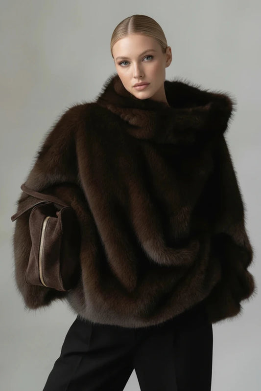 Luxe Faux Fur Hooded Pullover Coat. - GoSobiShop Boutique