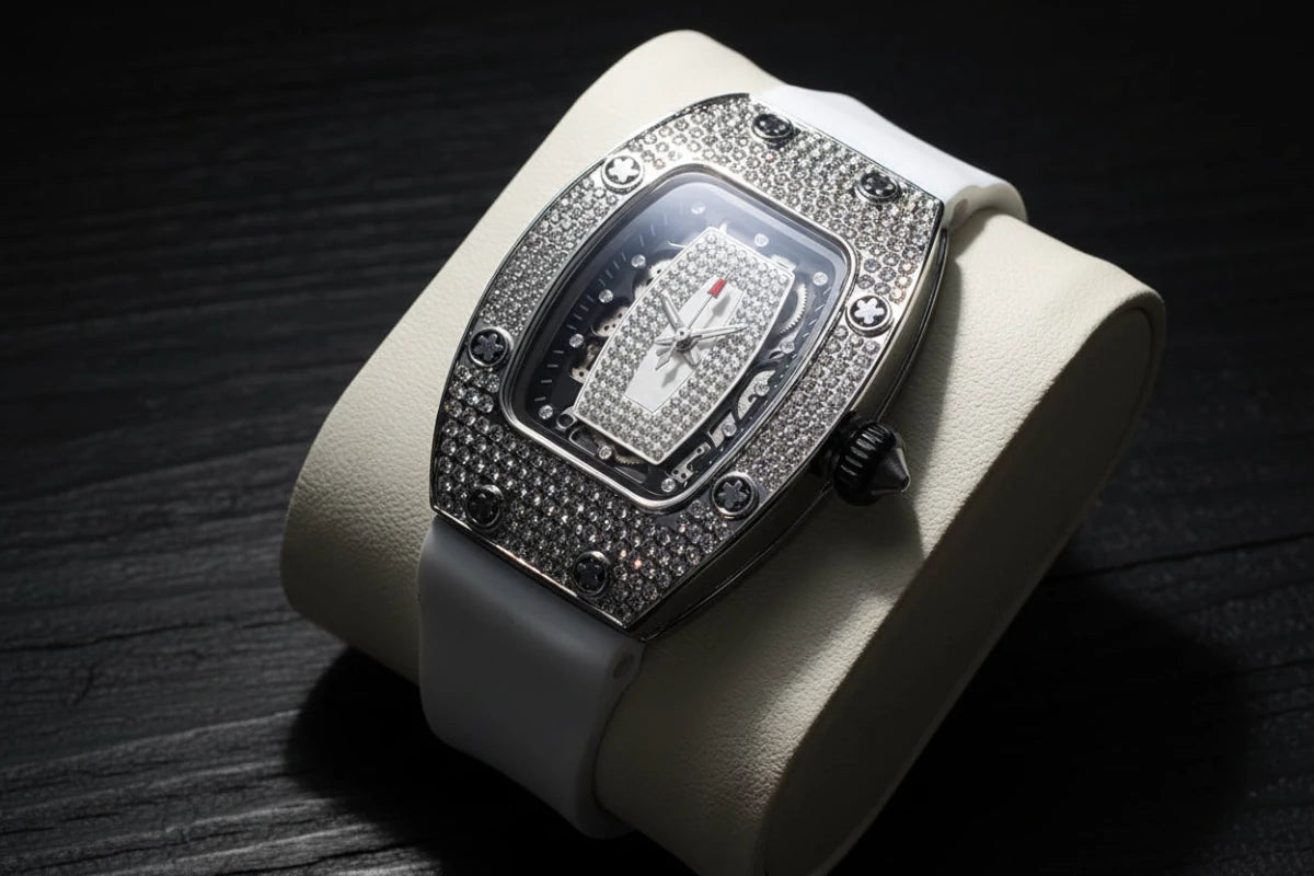 Luxury vortex iced out rubber strap wrist watch. - GoSobiShop Boutique