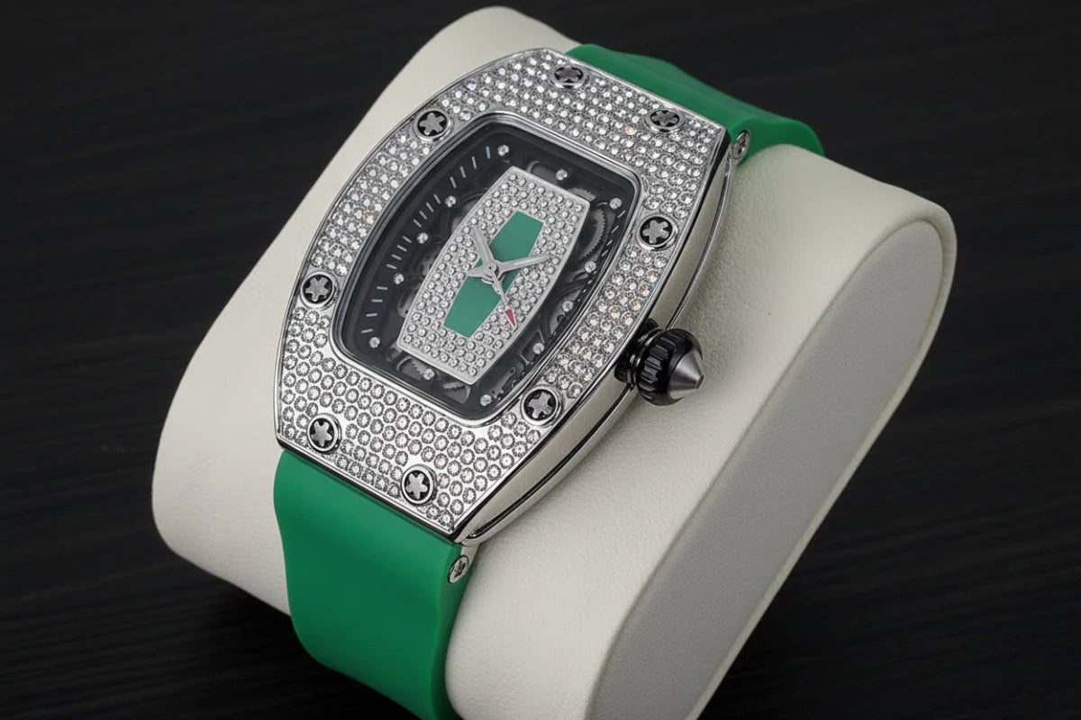 Luxury vortex iced out rubber strap wrist watch. - GoSobiShop Boutique