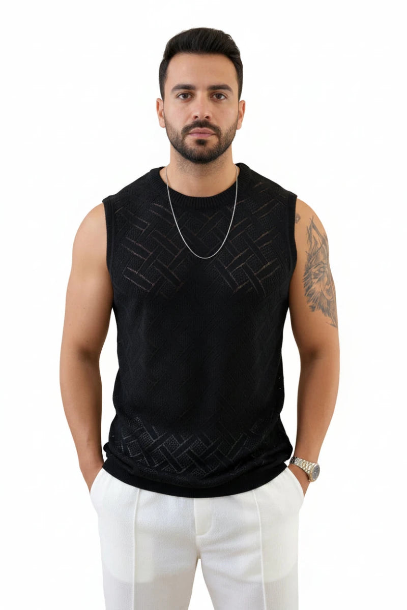 Men’s Mesh Knit Tank Top – Breathable Hollow-Out Summer Vest - GoSobiShop Boutique