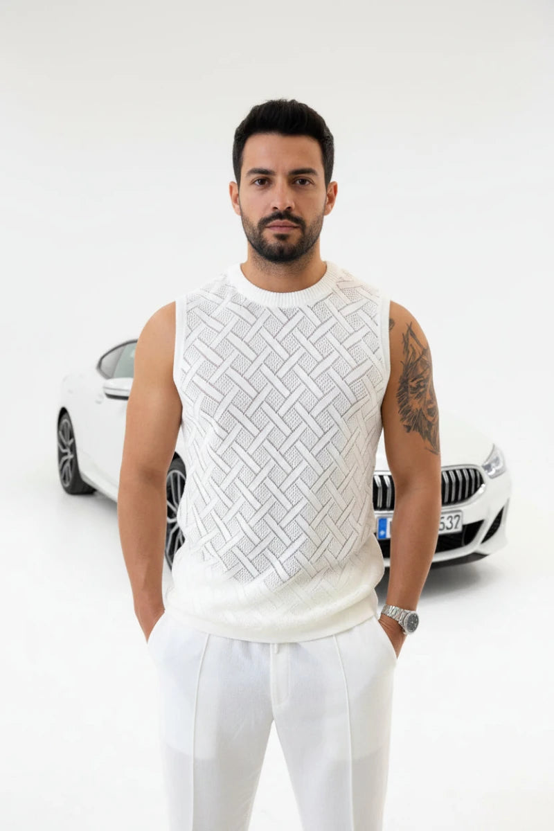 Men’s Mesh Knit Tank Top – Breathable Hollow-Out Summer Vest - GoSobiShop Boutique