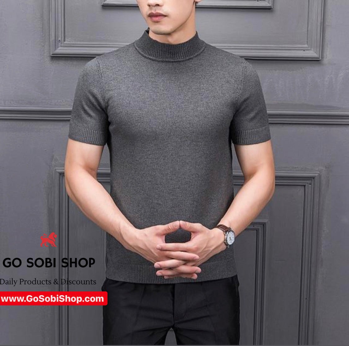 Men's short sleeve turtleneck t-shirt - GoSobiShop Boutique