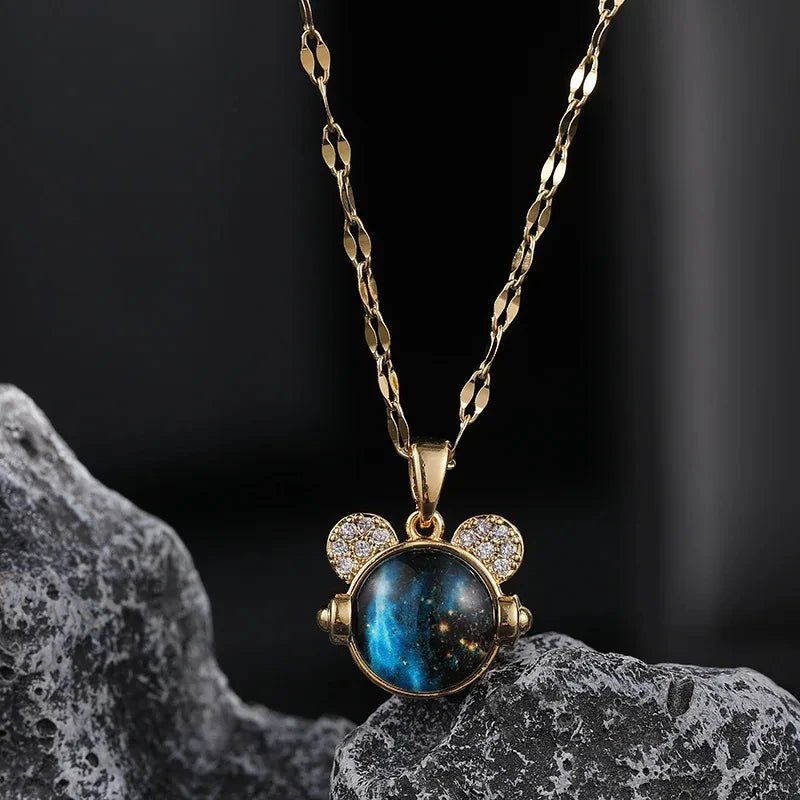Mickey Minnie Mouse Studded with Zircon Necklace Stainless Steel Chain the perfect gift - GoSobiShop Boutique