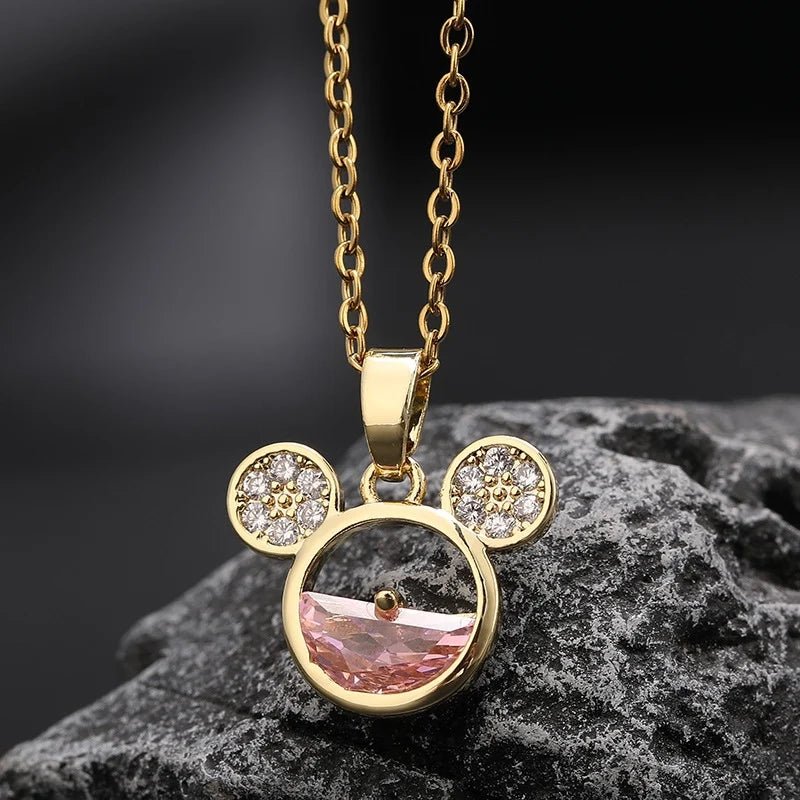 Mickey Minnie Mouse Studded with Zircon Necklace Stainless Steel Chain the perfect gift - GoSobiShop Boutique