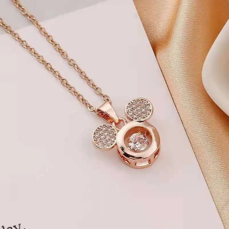 Mickey Minnie Mouse Studded with Zircon Necklace Stainless Steel Chain the perfect gift - GoSobiShop Boutique