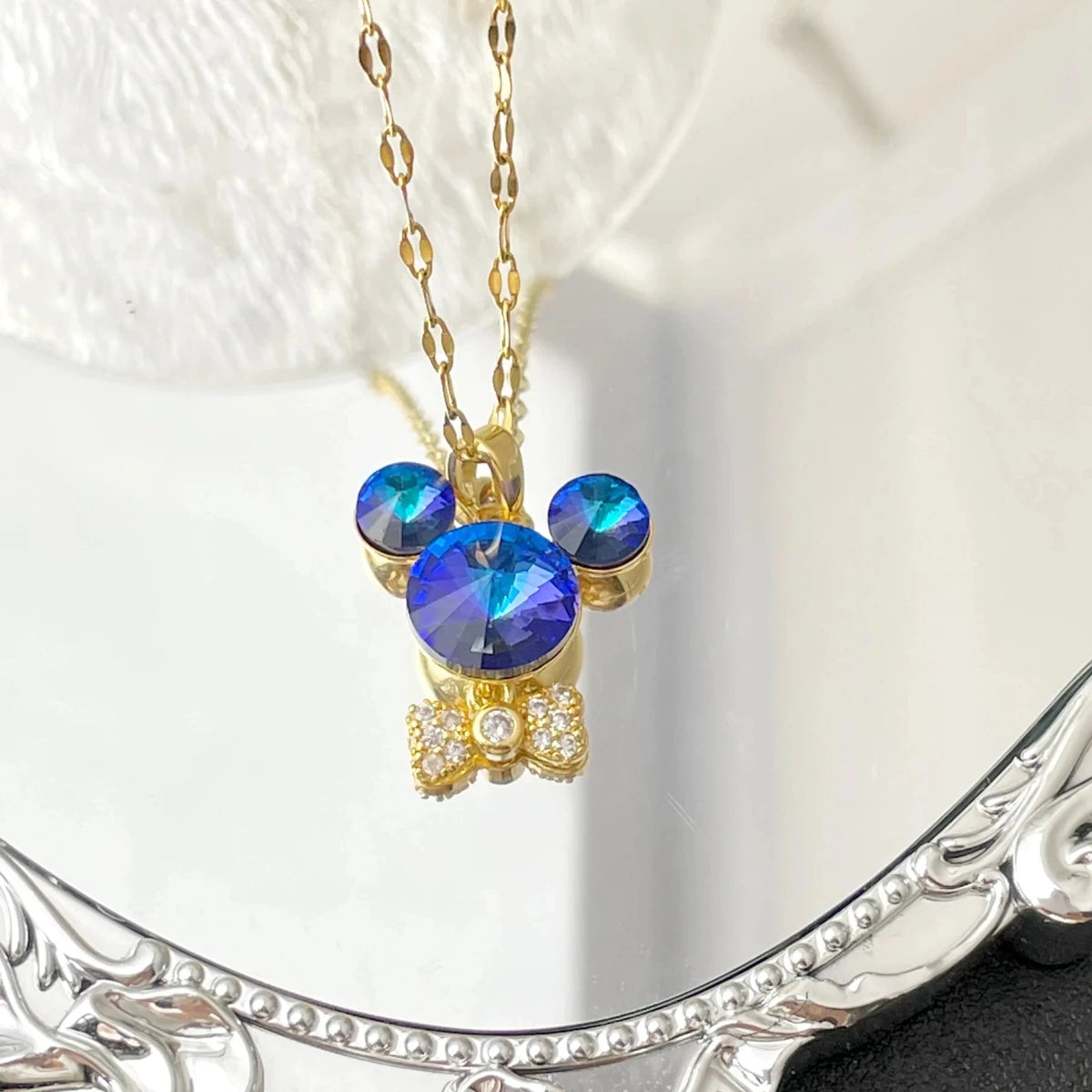 Mickey Minnie Mouse Studded with Zircon Necklace Stainless Steel Chain the perfect gift - GoSobiShop Boutique