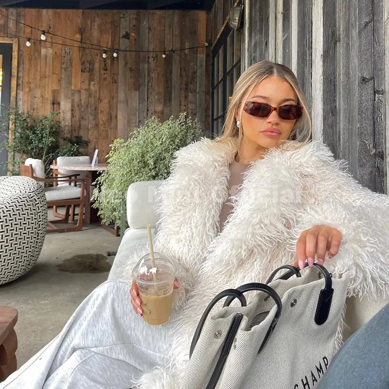 Mongolian faux fur coat fall jacket - GoSobiShop Boutique