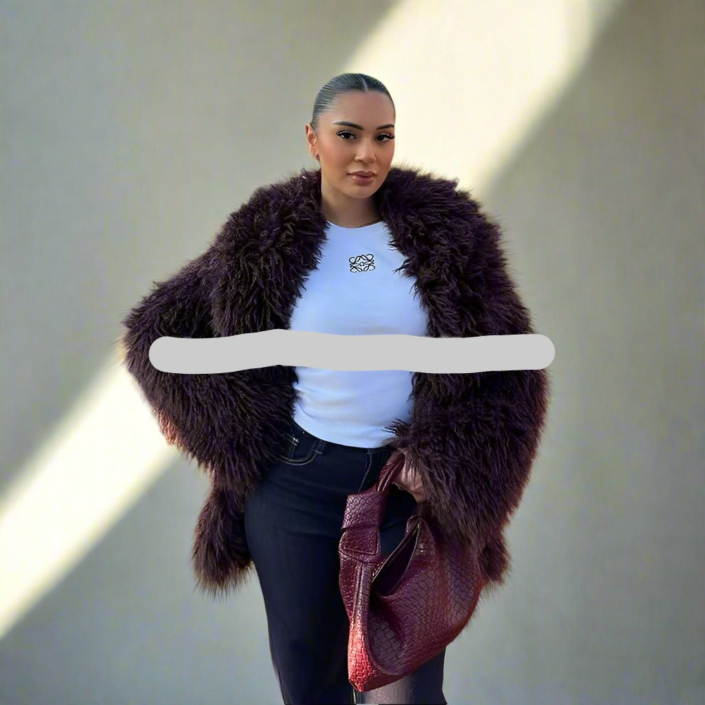 Mongolian faux fur coat fall jacket - GoSobiShop Boutique
