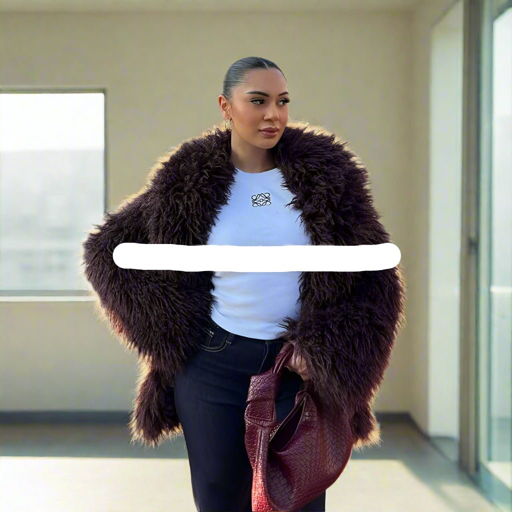 Mongolian faux fur coat fall jacket - GoSobiShop Boutique