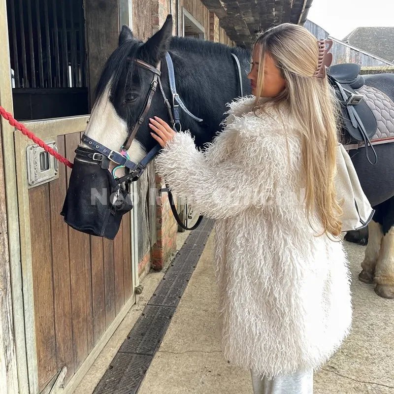 Mongolian faux fur coat fall jacket - GoSobiShop Boutique