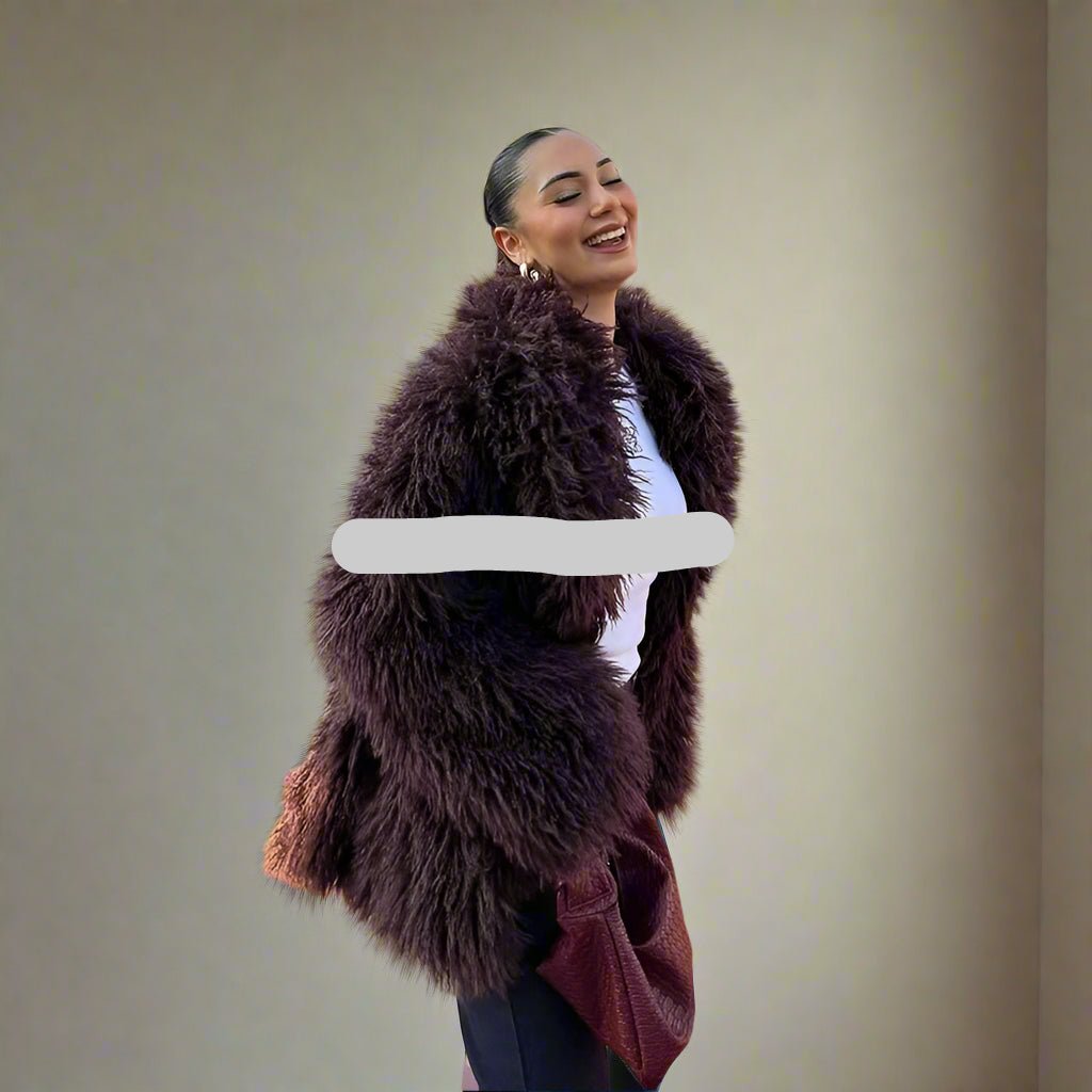 Mongolian faux fur coat fall jacket - GoSobiShop Boutique