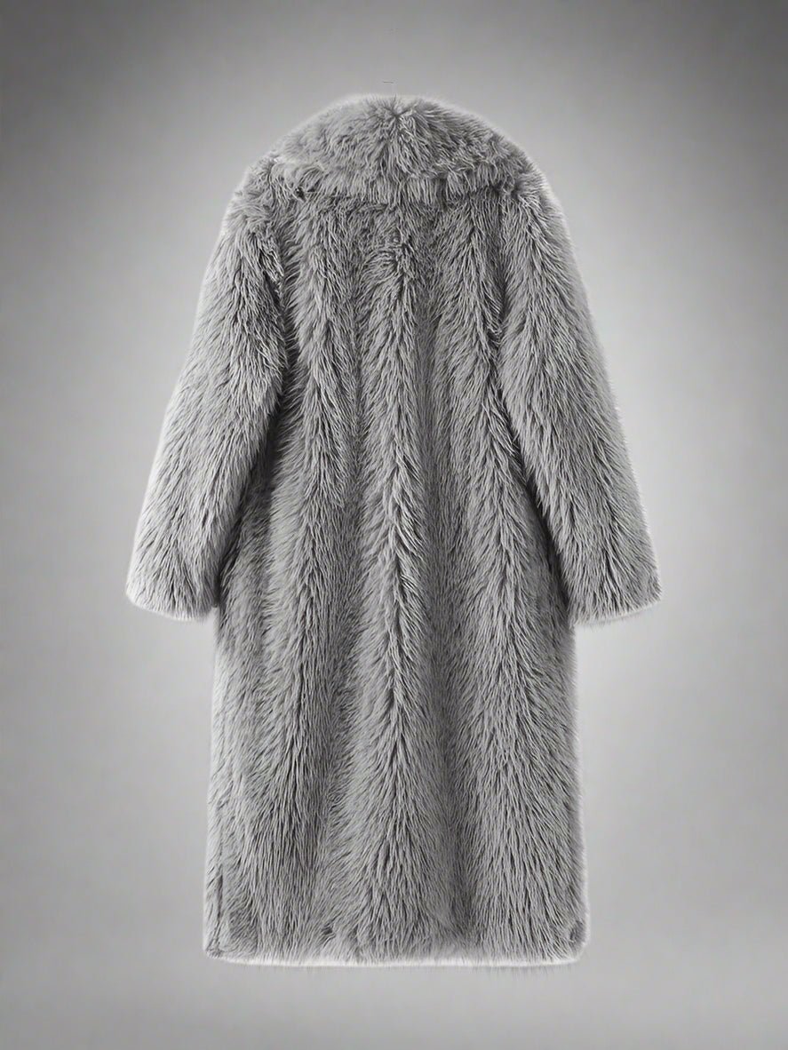 Mongolian Faux Fur Long Trench coat Fall coat - GoSobiShop Boutique