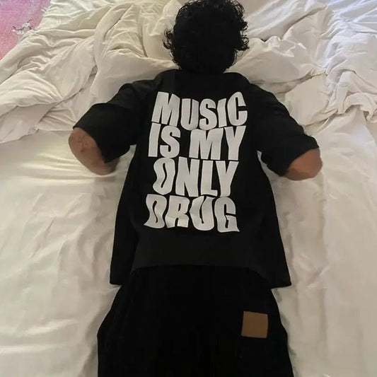 Music is my only drug graphic tees t-shirt. - GoSobiShop Boutique
