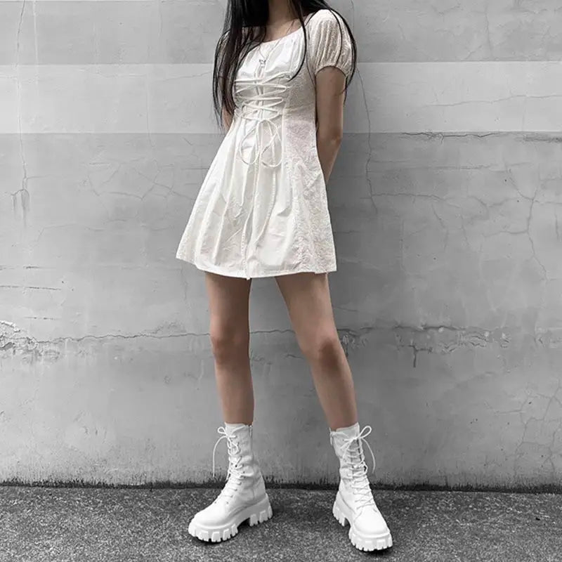New hot midcalf boots lace up zipper fall winter boots - GoSobiShop Boutique