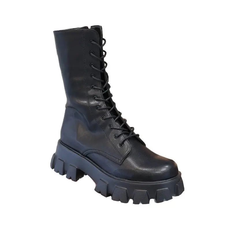 New hot midcalf boots lace up zipper fall winter boots - GoSobiShop Boutique