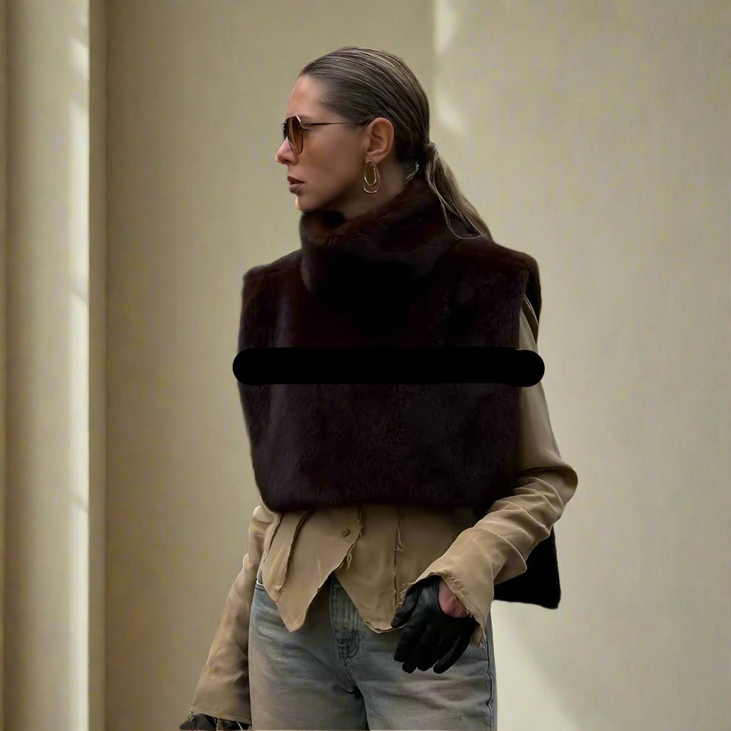 PAM turtleneck faux fur mink sleeveless jacket fur vest - GoSobiShop Boutique