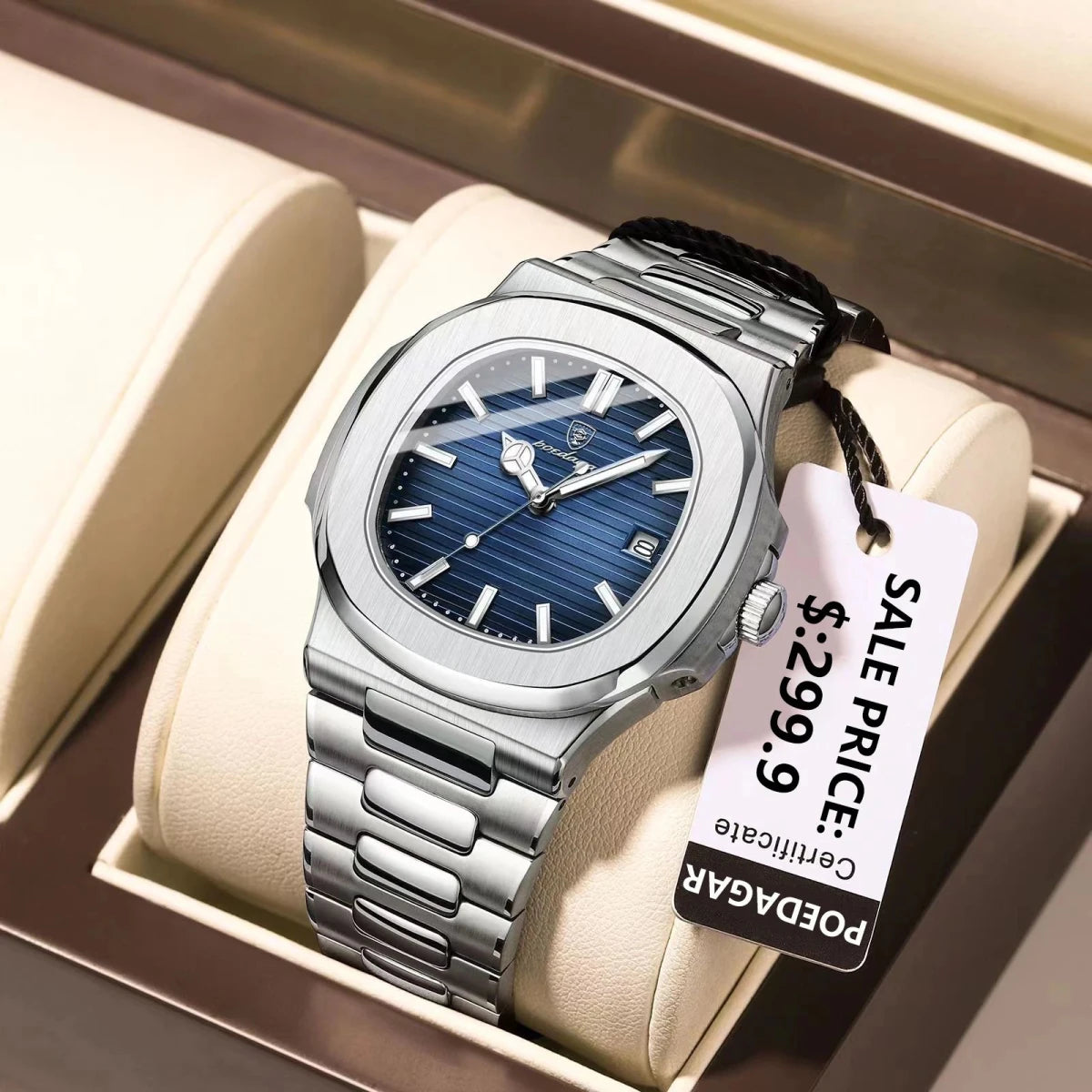 POEDAGAR Puerto Banus Watch Business Waterproof Stainless Steel Square Quartz - GoSobiShop Boutique