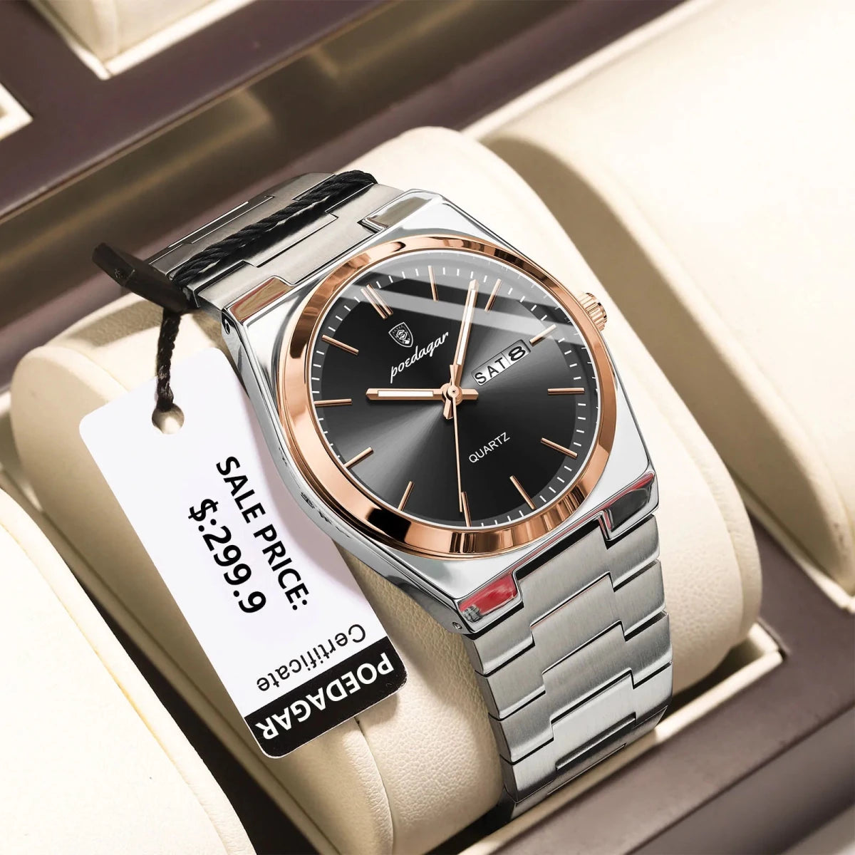 POEDAGAR Watch For men Waterproof Luminous Date Week Stainless Steel Men Watch Casual Quartz +box - GoSobiShop Boutique