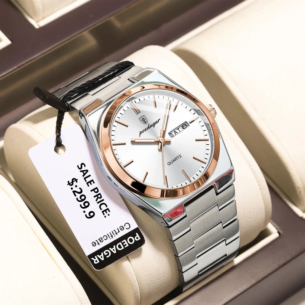 POEDAGAR Watch For men Waterproof Luminous Date Week Stainless Steel Men Watch Casual Quartz +box - GoSobiShop Boutique