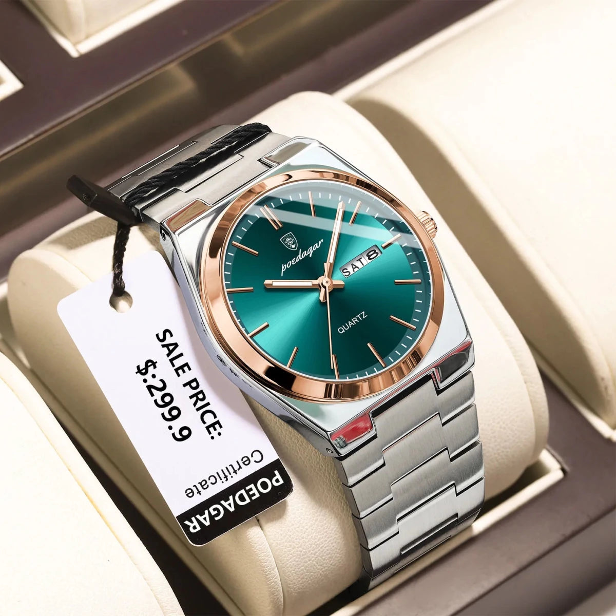 POEDAGAR Watch For men Waterproof Luminous Date Week Stainless Steel Men Watch Casual Quartz +box - GoSobiShop Boutique