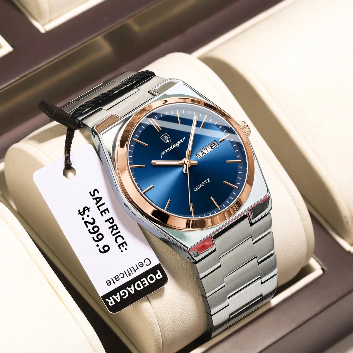 POEDAGAR Watch For men Waterproof Luminous Date Week Stainless Steel Men Watch Casual Quartz +box - GoSobiShop Boutique
