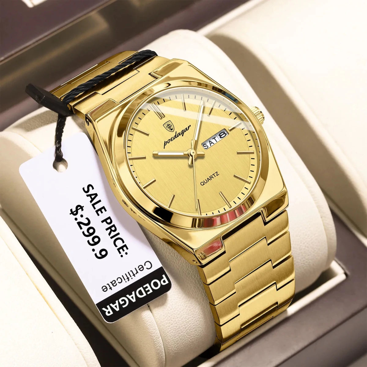 POEDAGAR Watch For men Waterproof Luminous Date Week Stainless Steel Men Watch Casual Quartz +box - GoSobiShop Boutique