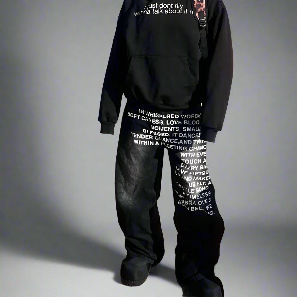 Poetry printed American baggy jeans - GoSobiShop Boutique