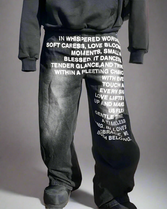 Poetry printed American baggy jeans - GoSobiShop Boutique