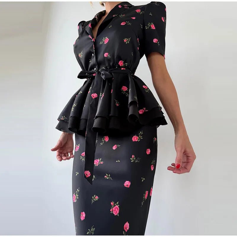 Elegant Floral Two-Piece Set for Women