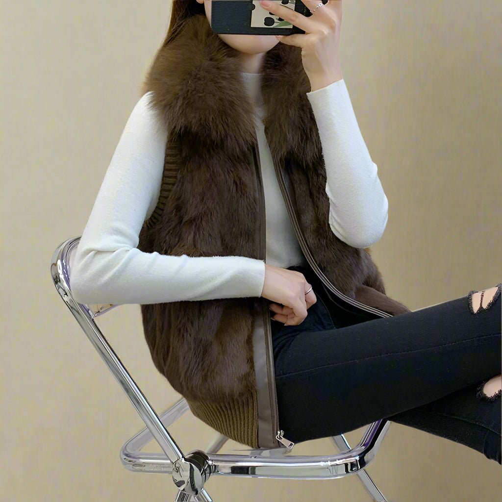 Real rabbit fur vest fall top - GoSobiShop Boutique