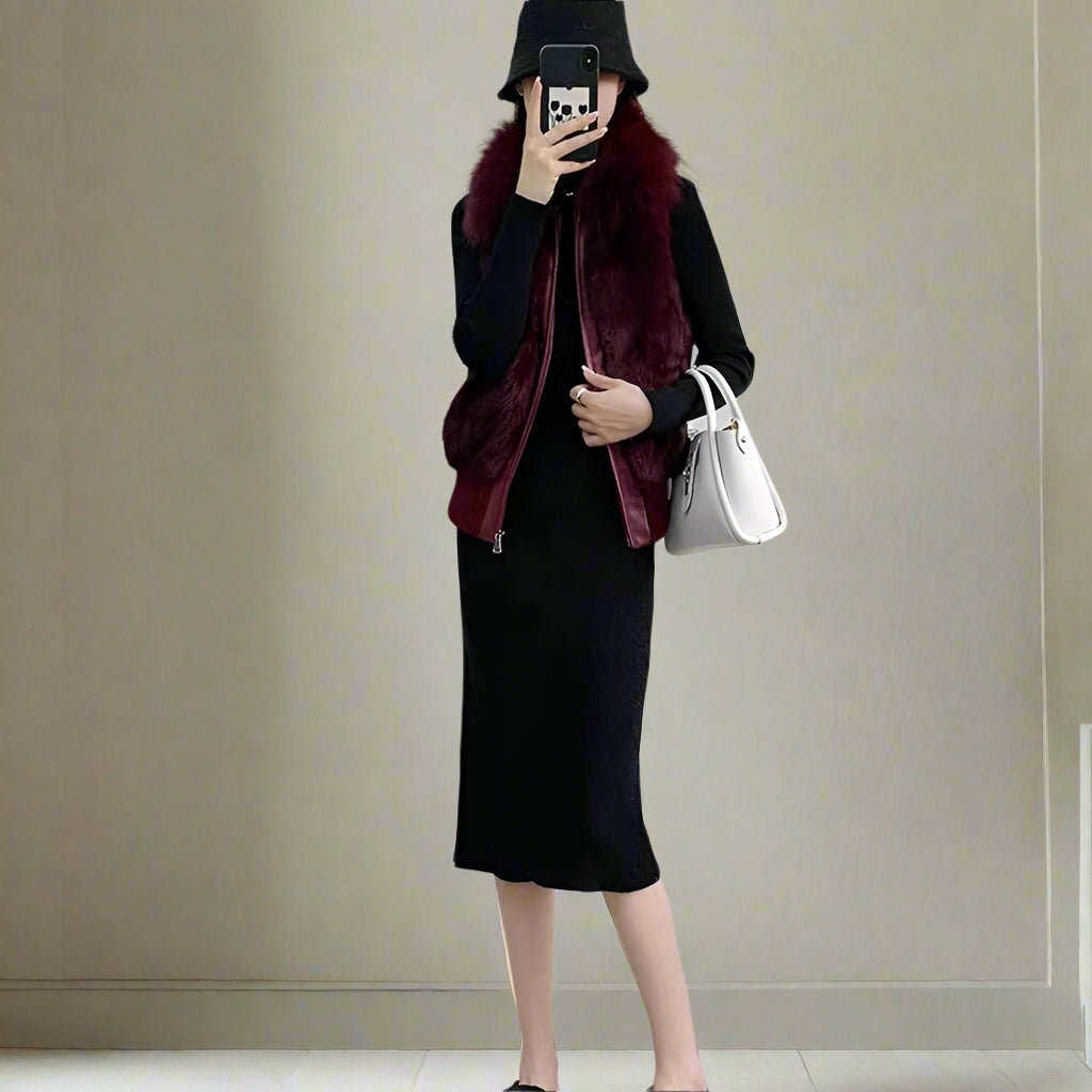 Real rabbit fur vest fall top - GoSobiShop Boutique