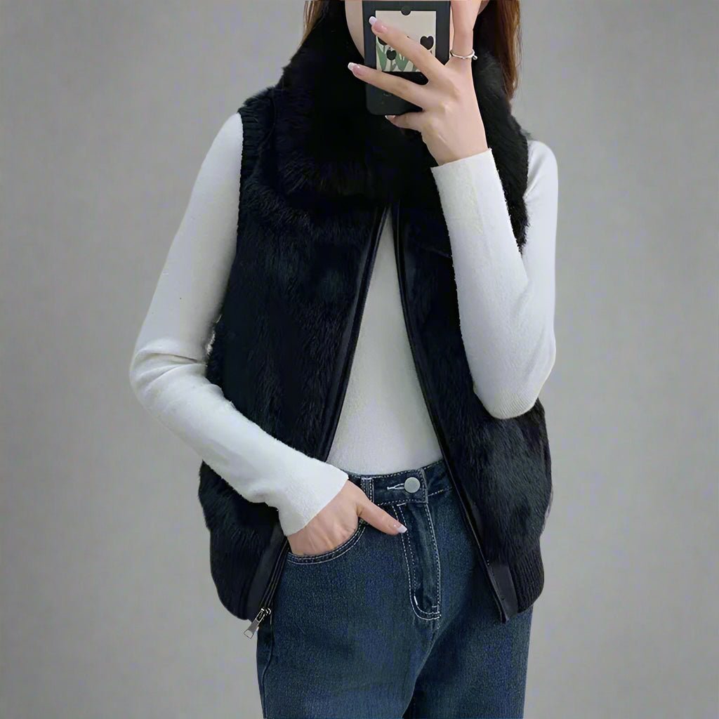 Real rabbit fur vest fall top - GoSobiShop Boutique
