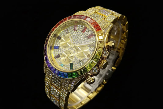 Regal Colorful Diamond Iced Out Quartz Watch. - GoSobiShop Boutique