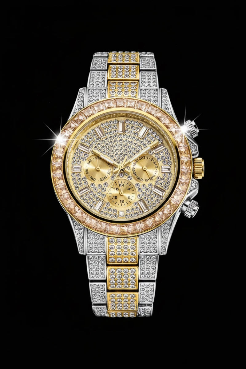 Regal Colorful Diamond Iced Out Quartz Watch. - GoSobiShop Boutique
