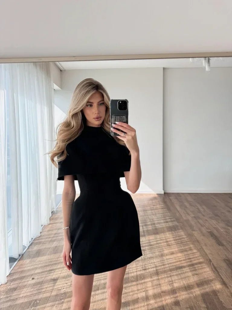Removable top Cape high waisted two piece slip mini dress. - GoSobiShop Boutique