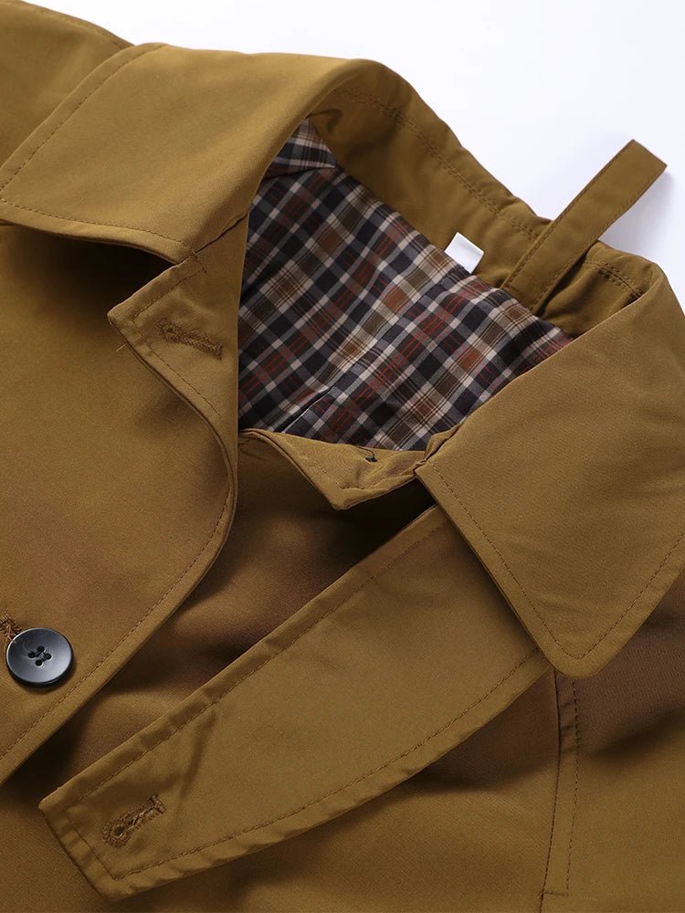 Reversible Plaid Long Trench Coat Fall tops - GoSobiShop Boutique