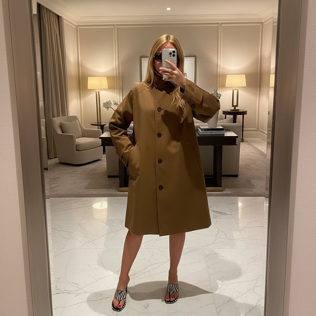 Reversible Plaid Long Trench Coat Fall tops - GoSobiShop Boutique