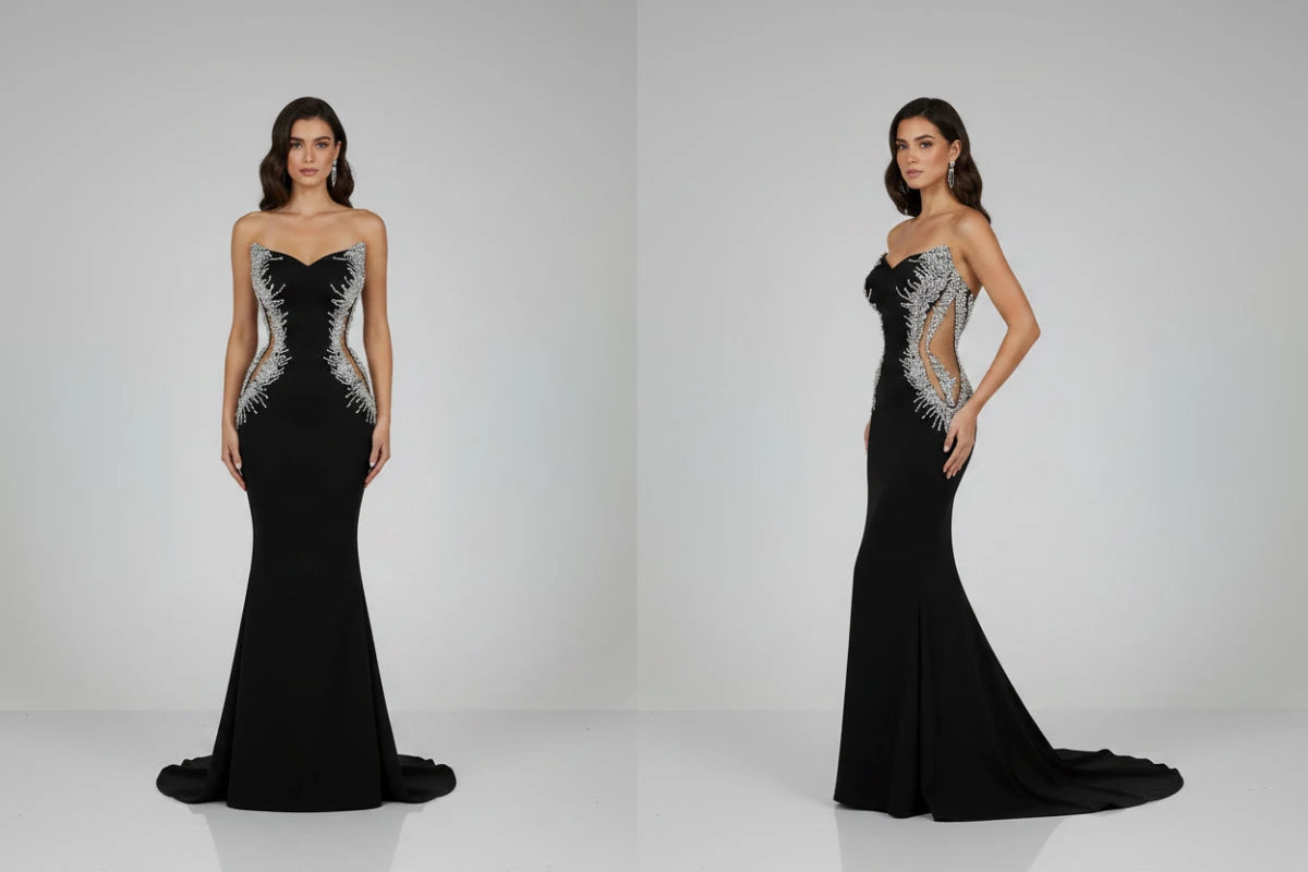Product photo of Rhinestone Satin Mermaid Gown